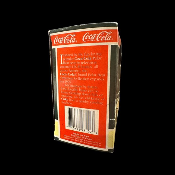 Vintage Coca-Cola Polar Bear Snowboard Ornament, Christmas Coke Bear with Bottle - Picture 9 of 10
